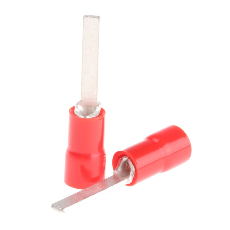 100 pcs - Cembre Insulated Crimp Blade Terminal 13.2mm Blade Length, 0.25mm² to 1.5mm², 22AWG to 16AWG, Red
