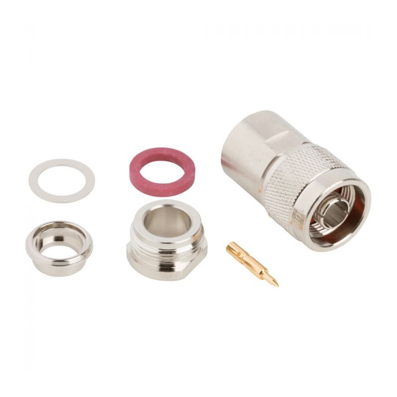 1 pcs - Amphenol RF Plug Cable Mount N Connector, Clamp Termination, Straight Body