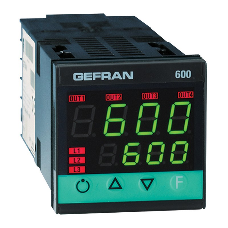 1 pcs - Gefran 600 PID Temperature Controller, 48 x 48 (1/16 DIN)mm, 2 Output Logic, Relay, 100 - 240 V ac Supply Voltage