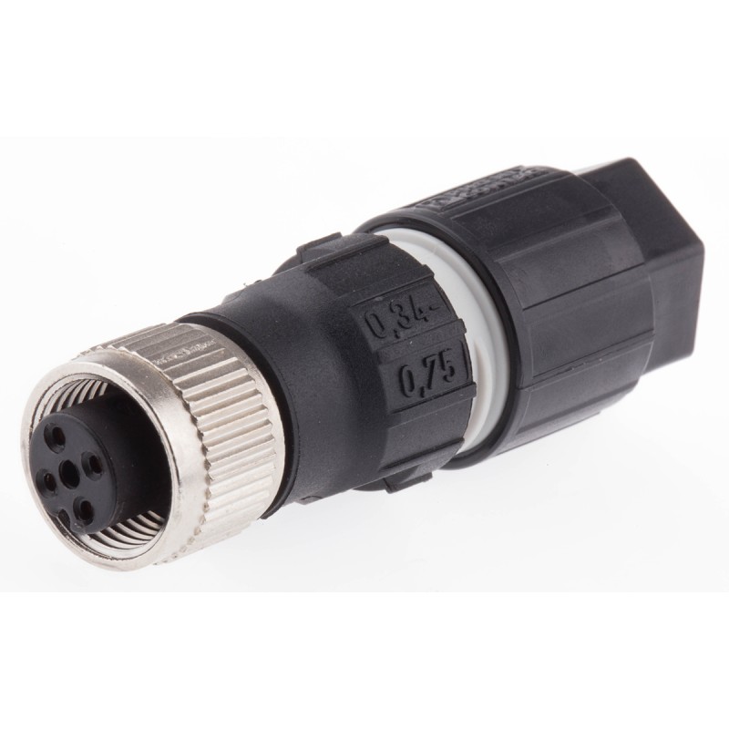 1 pcs - Phoenix Contact Circular Connector, 4 Contacts, Cable Mount, M12 Connector, Plug, Female, IP65, IP67, SACC Series