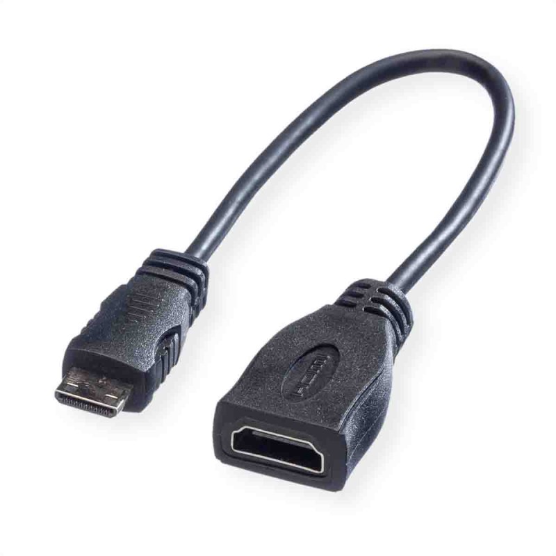 1 pcs - Roline High Speed Female HDMI to Male Mini HDMI Cable, 15cm