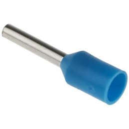 100 pcs - RS PRO Insulated Crimp Bootlace Ferrule, 8mm Pin Length, 1.5mm Pin Diameter, 0.75mm² Wire Size, Blue