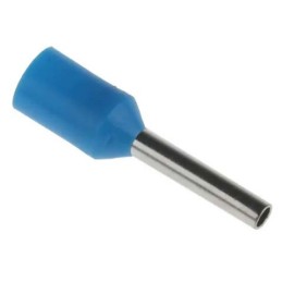 100 pcs - RS PRO Insulated Crimp Bootlace Ferrule, 8mm Pin Length, 1.5mm Pin Diameter, 0.75mm² Wire Size, Blue