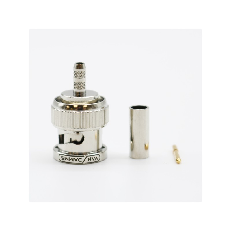 1 pcs - Van Damme Cable Mount BNC Connector, Crimp Termination, Straight Body