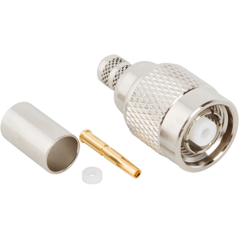 1 pcs - Amphenol RF 122408RP Series, Plug Cable Mount TNC Connector, 50Ω, Crimp Termination, Straight Body