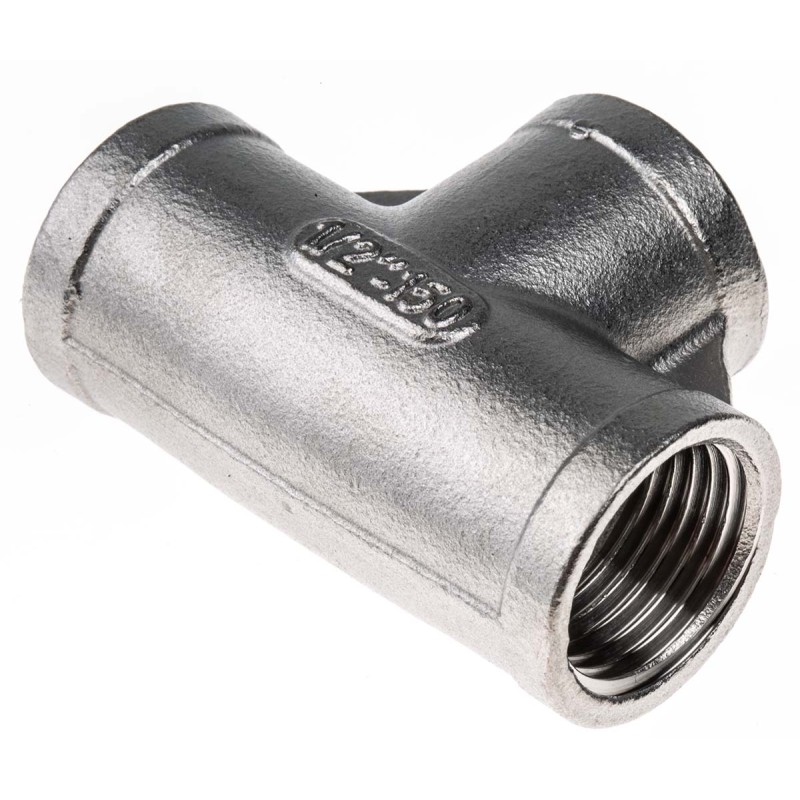 1 pcs - RS PRO Stainless Steel Pipe Fitting, Tee Circular Tee, Female G 1/2in x Female G 1/2in x Female G 1/2in