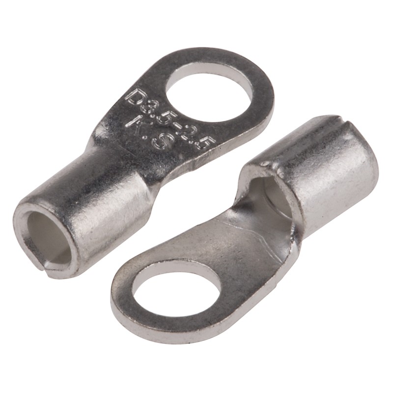 100 pcs - RS PRO Uninsulated Ring Terminal, 6 Stud Size, 1.5mm² to 2.5mm² Wire Size