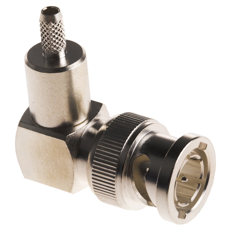 1 pcs - TE Connectivity, Plug Cable Mount BNC Connector, 75Ω, Crimp Termination, Right Angle Body