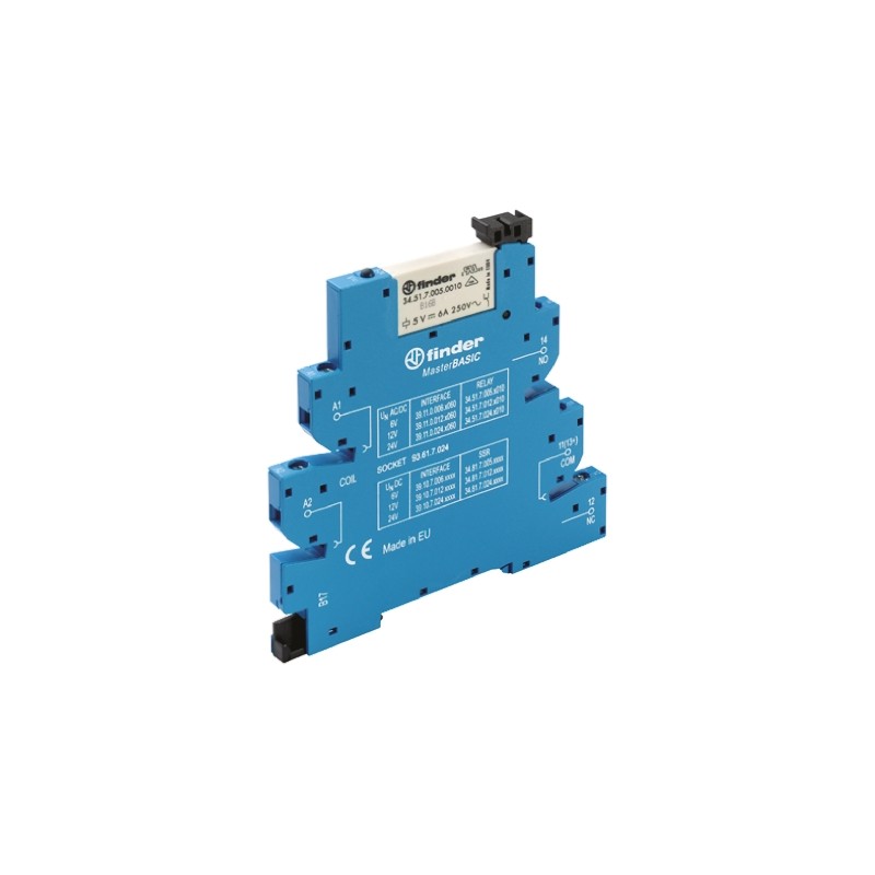 1 pcs - Finder 39 Series Interface Relay, DIN Rail Mount, 12V ac/dc Coil, SPDT