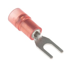 100 pcs - RS PRO Insulated Crimp Spade Connector, 0.5mm² to 1.5mm², 22AWG to 16AWG, 3.2mm Stud Size Nylon, Red
