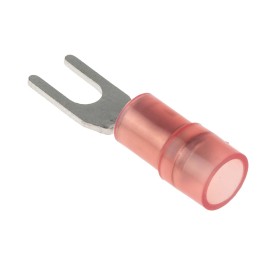 100 pcs - RS PRO Insulated Crimp Spade Connector, 0.5mm² to 1.5mm², 22AWG to 16AWG, 3.2mm Stud Size Nylon, Red