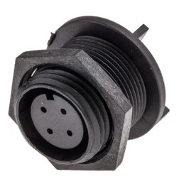 1 pcs - Bulgin Circular Connector, 4 Contacts, Rear Mount, Miniature Connector, Socket, Female, IP68, Buccaneer 400 Series
