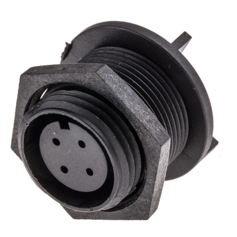 1 pcs - Bulgin Circular Connector, 4 Contacts, Rear Mount, Miniature Connector, Socket, Female, IP68, Buccaneer 400 Series