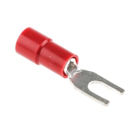 100 pcs - RS PRO Insulated Crimp Spade Connector, 0.5mm² to 1.5mm², 22AWG to 16AWG, 3.2mm Stud Size Vinyl, Red