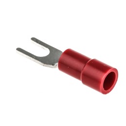 100 pcs - RS PRO Insulated Crimp Spade Connector, 0.5mm² to 1.5mm², 22AWG to 16AWG, 3.2mm Stud Size Vinyl, Red