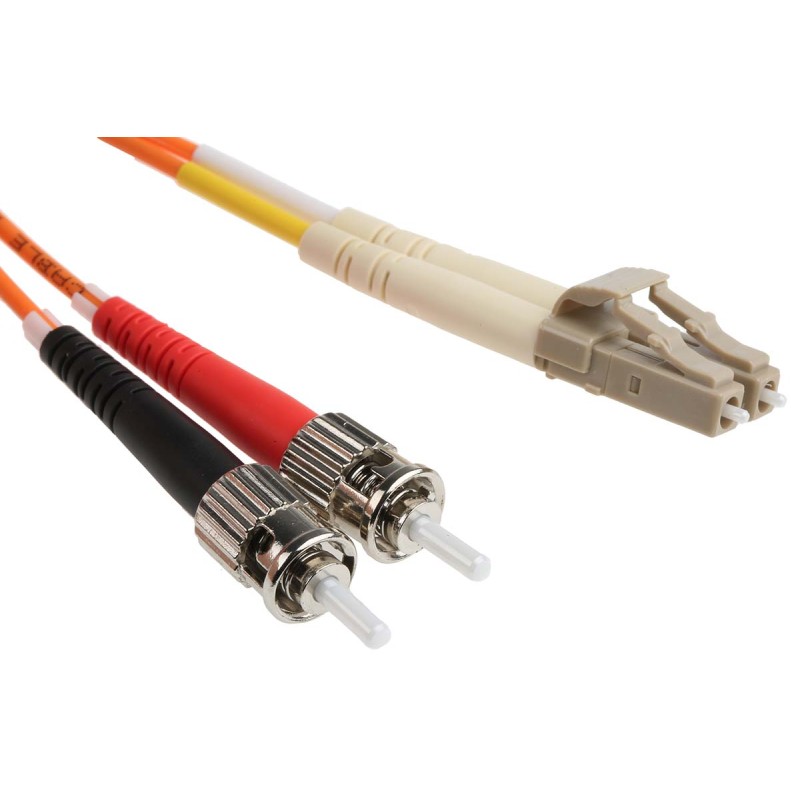 1 pcs - RS PRO LC to ST Duplex Multi Mode OM1 Fibre Optic Cable, 62.5/125μm, Orange, 3m