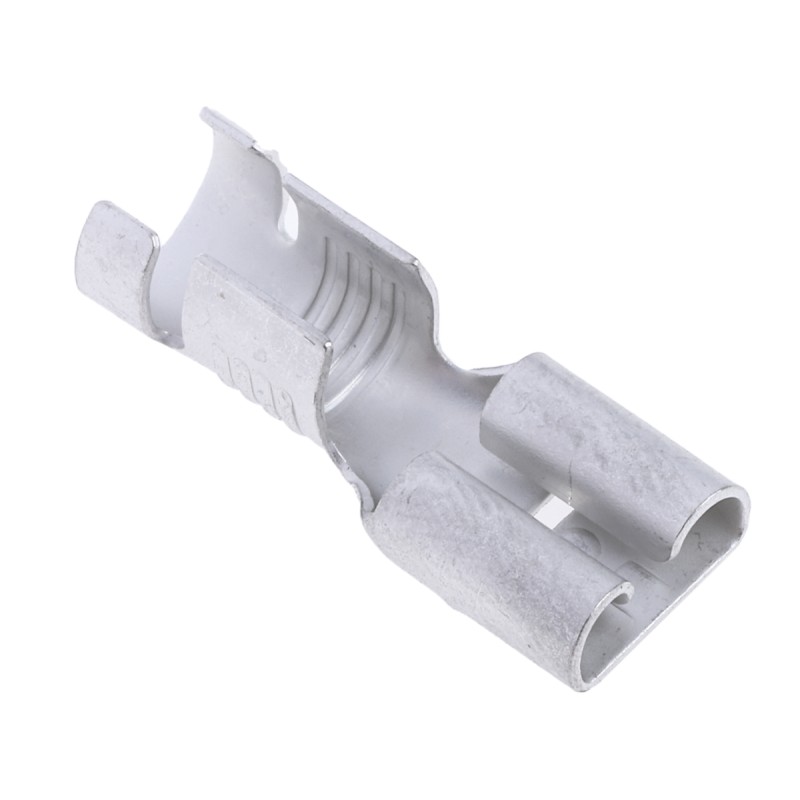 100 pcs - RS PRO Uninsulated Female Spade Connector, Receptacle, 6.35 x 0.8mm Tab Size, 4mm² to 6mm²