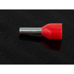 100 pcs - RS PRO Insulated Crimp Bootlace Ferrule, 8mm Pin Length, 2.4mm Pin Diameter, 2 x 1mm² Wire Size, Red