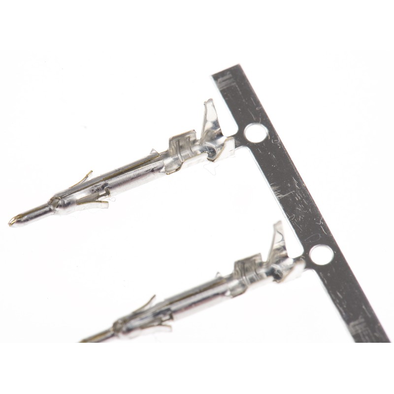 100 pcs - TE Connectivity Mini-Universal MATE-N-LOK Series Male Crimp Terminal, 22AWG Min, 18AWG Max