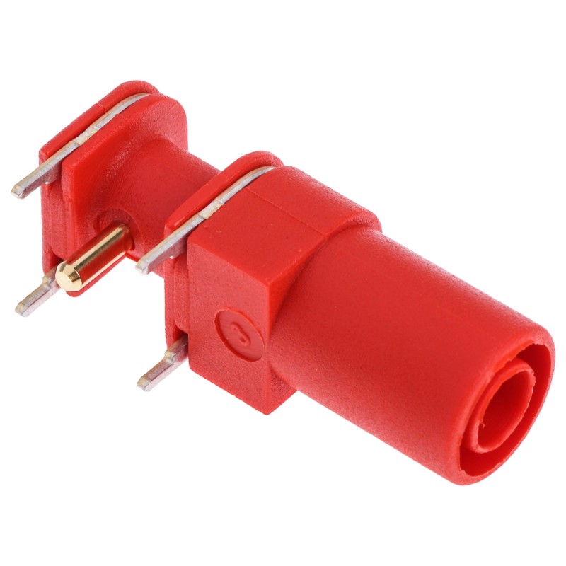 1 pcs - Staubli Red Female Banana Socket, 4 mm Connector, Solder Termination, 24A, 1000V, Gold Plating