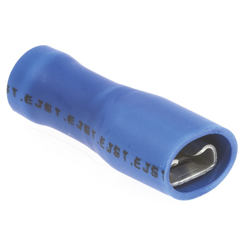 100 pcs - JST FLVDDF Blue Insulated Female Spade Connector, Receptacle, 4.75 x 0.5mm Tab Size, 1mm² to 2.6mm²