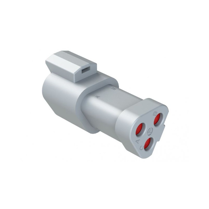 100 pcs - Amphenol Industrial, AT Cable connector Plug 3 Way, Crimp Termination