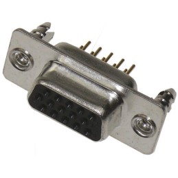1 pcs - Harting 44 Way Through Hole D-sub Connector Socket, 2.29mm Pitch, with 4-40 UNC Threaded Inserts, Boardlocks