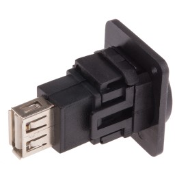 1 pcs - RS PRO Straight, Panel Mount, Socket Type A to A 2.0 USB Connector