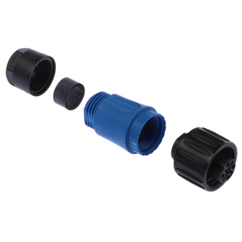 1 pcs - Amphenol Circular Connector, 3 + PE Contacts, Cable Mount, Socket, Female, IP65, IP67, Ecomate Series