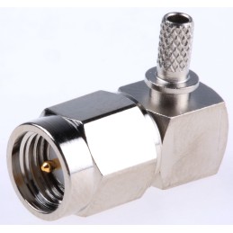 1 pcs - Telegartner, Plug Cable Mount SMA Connector, 50Ω, Crimp Termination, Right Angle Body