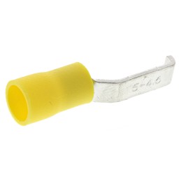 100 pcs - RS PRO Hooked Insulated Crimp Blade Terminal 17.2mm Blade Length, 4mm² to 6mm², 12AWG to 10AWG, Yellow
