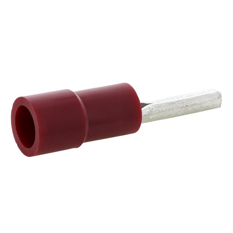 100 pcs - RS PRO Insulated, Tin Crimp Pin Connector, 0.5mm² to 1.5mm², 22AWG to 16AWG, 1.9mm Pin Diameter, 10mm Pin Length, Red
