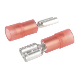100 pcs - RS PRO Red Insulated Female Spade Connector, Receptacle, 4.75 x 0.8mm Tab Size, 0.5mm² to 1.5mm²