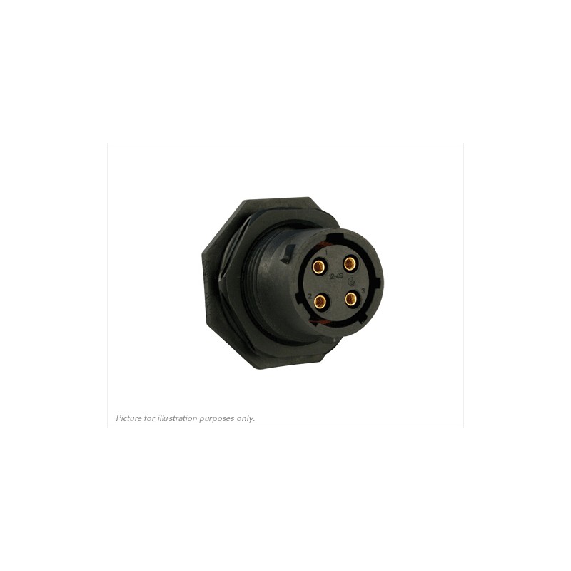 1 pcs - Souriau Circular Connector, 4 Contacts, Panel Mount, Plug, Female, IP68, IP69K, UTS Series