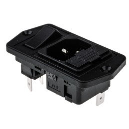 1 pcs - Bulgin C14 Panel Mount IEC Connector Male, 10A, 250 V, Fuse Size 5 x 20mm