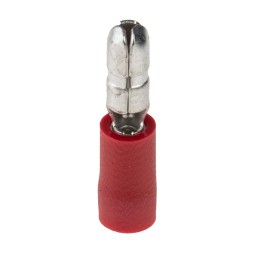 100 pcs - RS PRO Insulated Male Crimp Bullet Connector, 0.5mm² to 1.5mm², 22AWG to 16AWG, 4mm Bullet diameter, Red