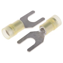 100 pcs - RS PRO Insulated Crimp Spade Connector, 4mm² to 6mm², 12AWG to 10AWG, M6 (1/4) Stud Size Nylon, Yellow