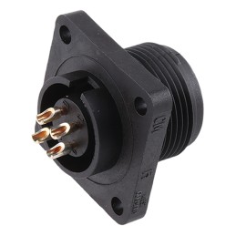 1 pcs - Hirschmann 4 Way Panel Mount MIL Spec Circular Connector Receptacle, Pin Contacts, Screw Coupling, MIL-DTL-5015
