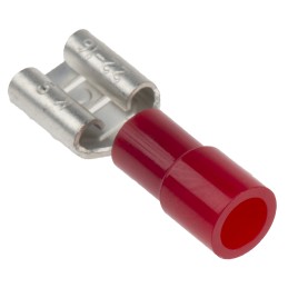 100 pcs - RS PRO Red Insulated Female Spade Connector, Receptacle, 6.35 x 0.8mm Tab Size, 0.5mm² to 1.5mm²