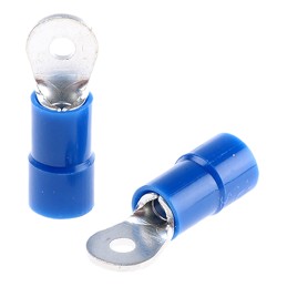 100 pcs - RS PRO Insulated Ring Terminal, M2 Stud Size, 1.5mm² to 2.5mm² Wire Size, Blue
