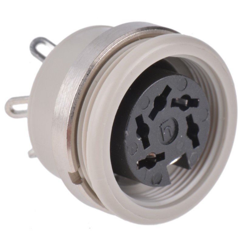 1 pcs - Hirschmann, MAB 5 Pole Din Socket, DIN EN 60 130-09, 4A, 34 V ac/dc IP30, Screw Lock, Female, Panel Mount