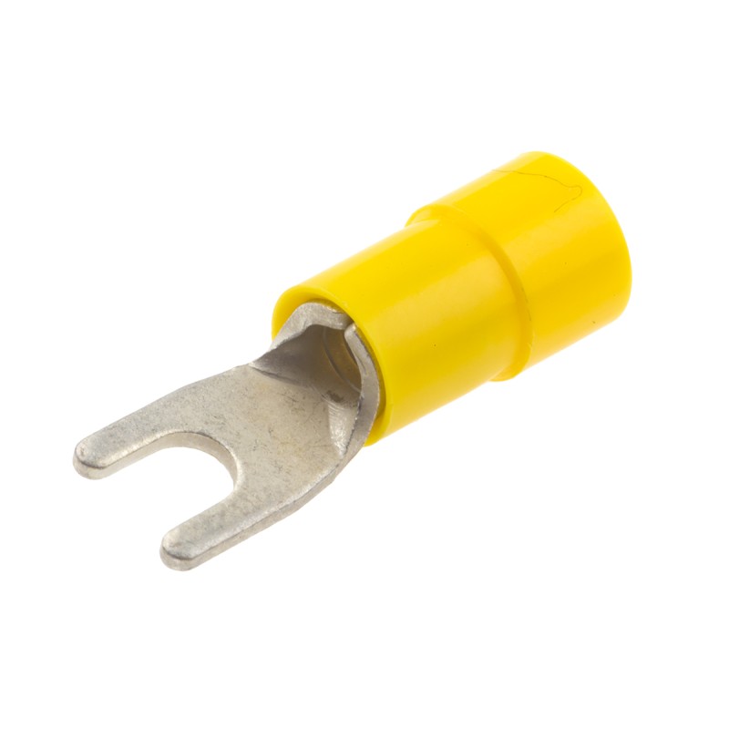 100 pcs - RS PRO Insulated Crimp Spade Connector, 4mm² to 6mm², 12AWG to 10AWG, M3.5 Stud Size Vinyl, Yellow