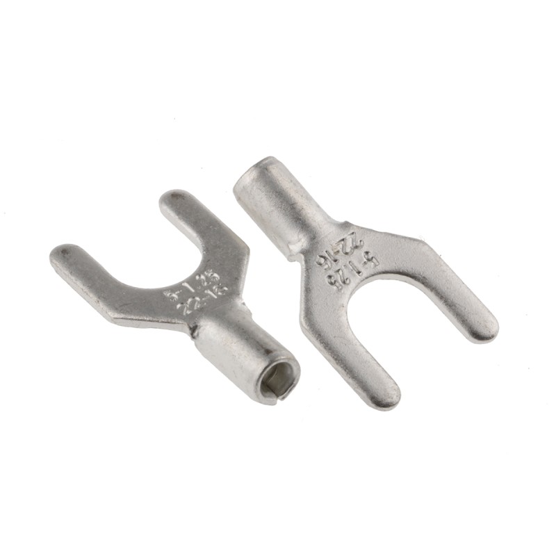 100 pcs - RS PRO Uninsulated Crimp Spade Connector, 0.5mm² to 1.5mm², 22AWG to 16AWG, M5 Stud Size