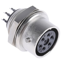 1 pcs - Hirose Circular Connector, 6 Contacts, Panel Mount, Miniature Connector, Socket, Female, RM Series