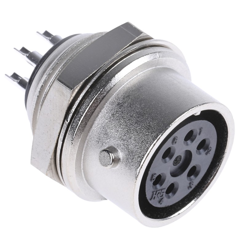1 pcs - Hirose Circular Connector, 6 Contacts, Panel Mount, Miniature Connector, Socket, Female, RM Series