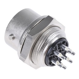 1 pcs - Hirose Circular Connector, 6 Contacts, Panel Mount, Miniature Connector, Socket, Female, RM Series