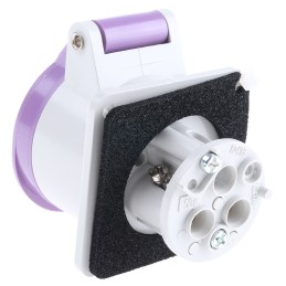 1 pcs - Scame IP44 Purple Panel Mount 2P Industrial Power Socket, Rated At 16A, 20 - 25 V