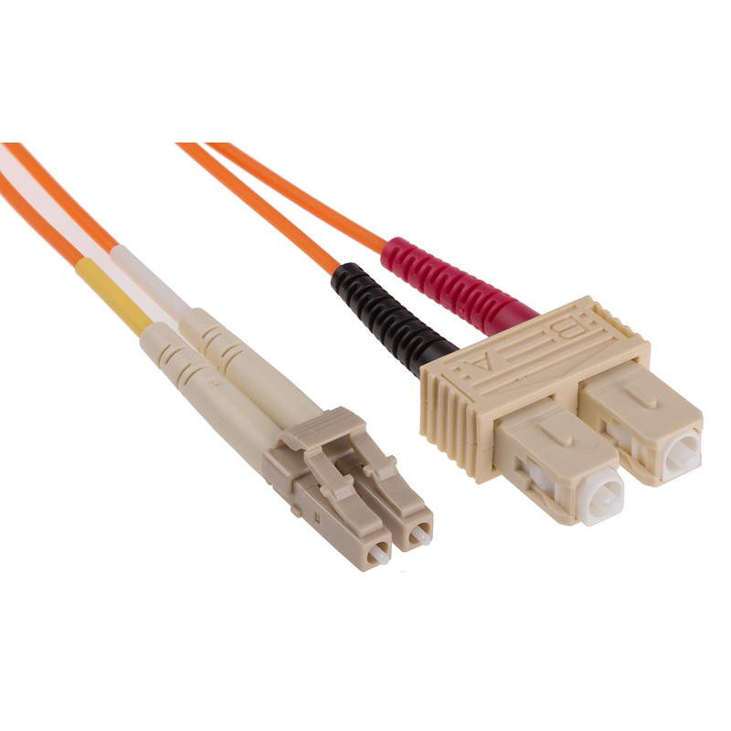 1 pcs - RS PRO LC to SC Duplex Multi Mode OM1 Fibre Optic Cable, 62.5/125μm, Orange, 3m