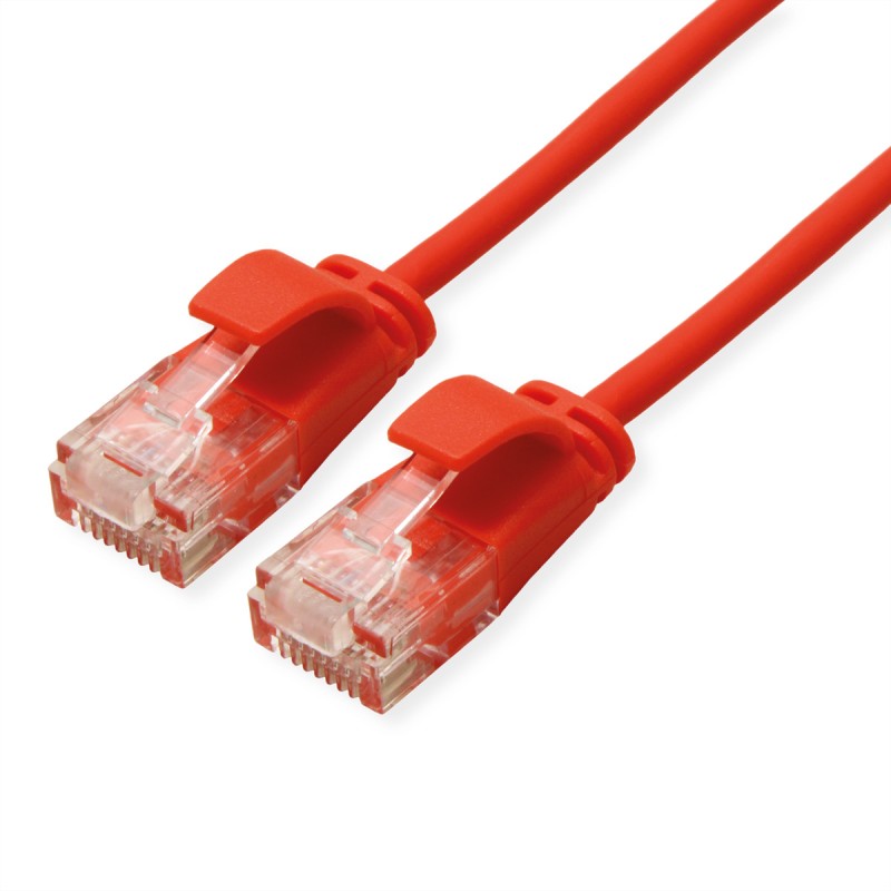 1 pcs - Roline Cat6a Straight Male RJ45 to Straight Male RJ45 Ethernet Cable, UTP, Red LSZH Sheath, 1m