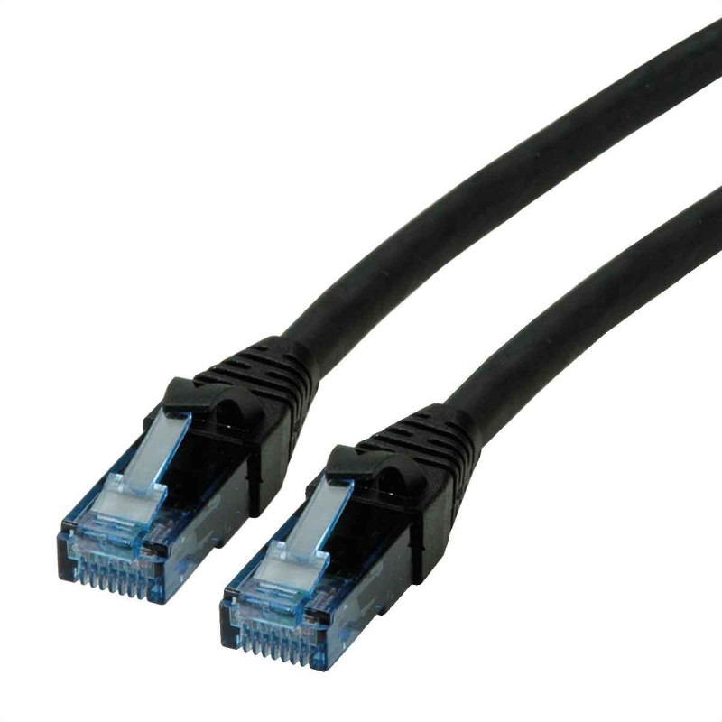 1 pcs - Roline Cat6a Male RJ45 to Male RJ45 Ethernet Cable, U/UTP, Black LSZH Sheath, 1m, Low Smoke Zero Halogen (LSZH)